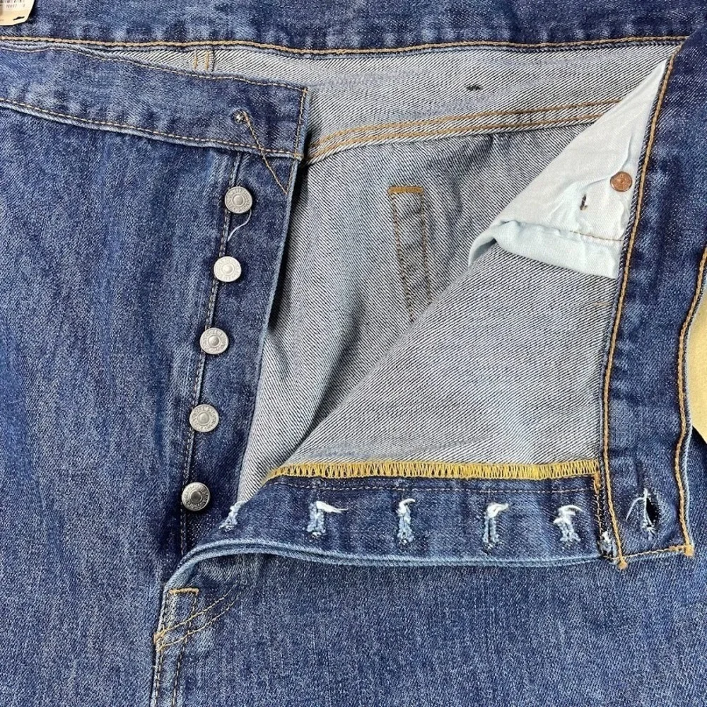 Levi's 501 Straight Leg‎ Button Fly Blue Jeans Mens Sz B&T 48x29 Medium Wash NWT